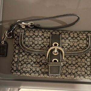 Coach Signature Black and Gray Wristlet